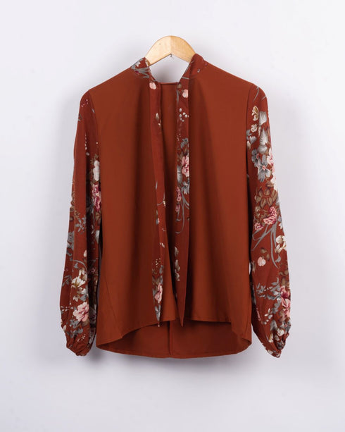 Ditsy Floral Sleeves Top - Red